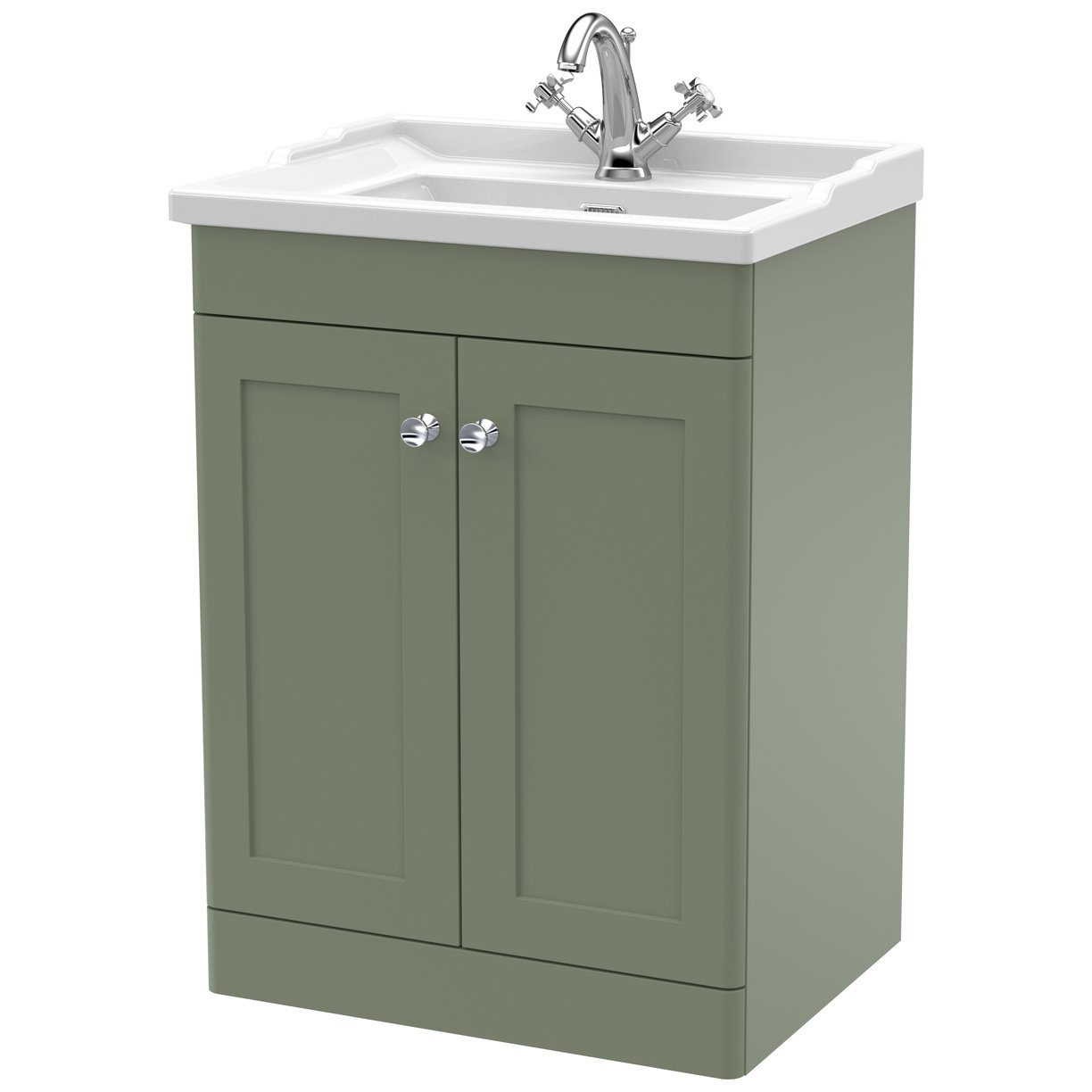 Classique 600mm Floor Standing 2-Door Vanity Unit & Ceramic Basin