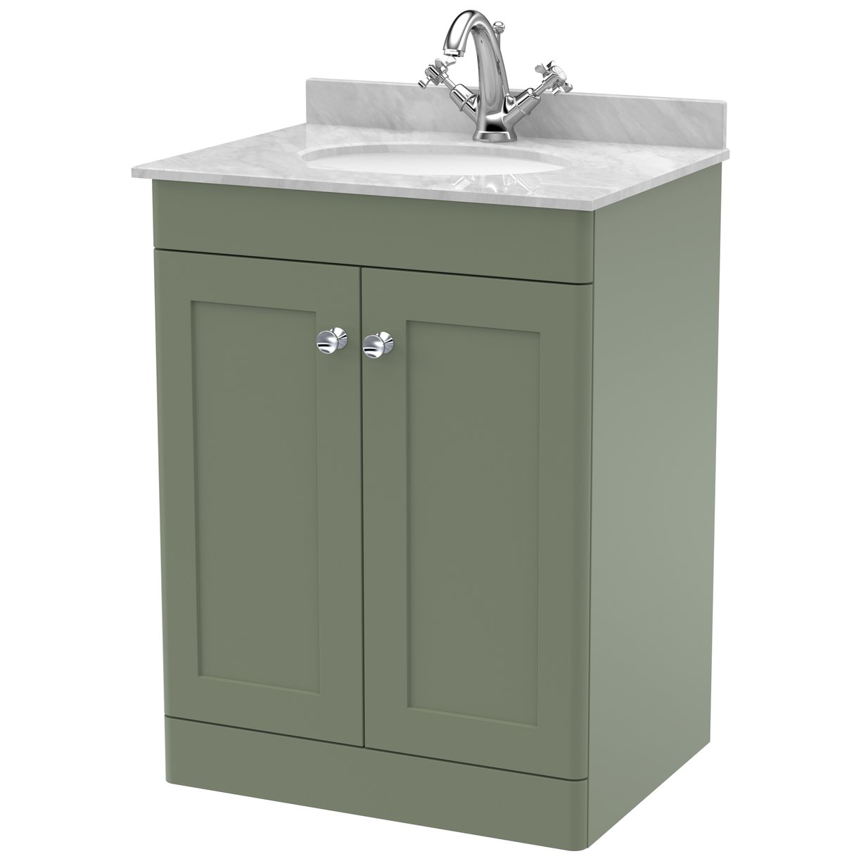 Classique 600mm Floor Standing 2-Door Vanity Unit & Marble Top