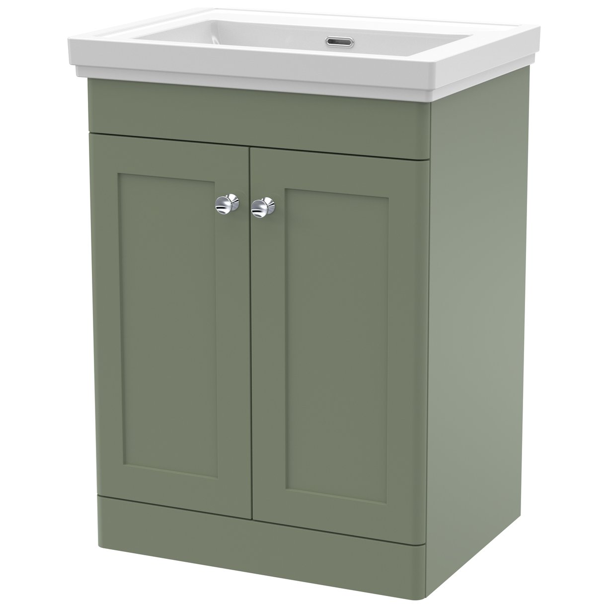 Classique 600mm Floor Standing 2-Door Vanity Unit & Ceramic Basin (No Tap Hole)