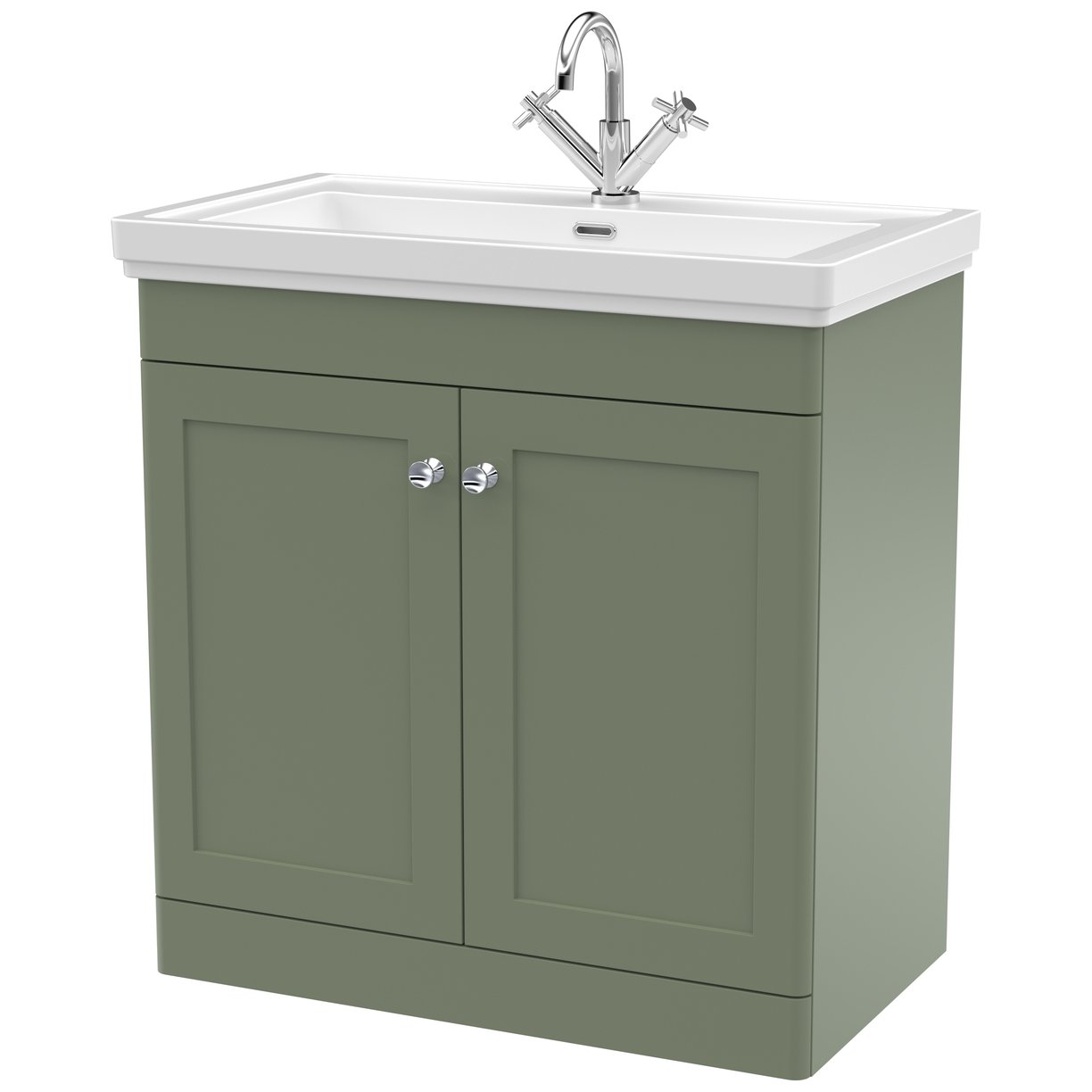 Classique 800mm Floor Standing 2-Door Vanity Unit & Ceramic Basin