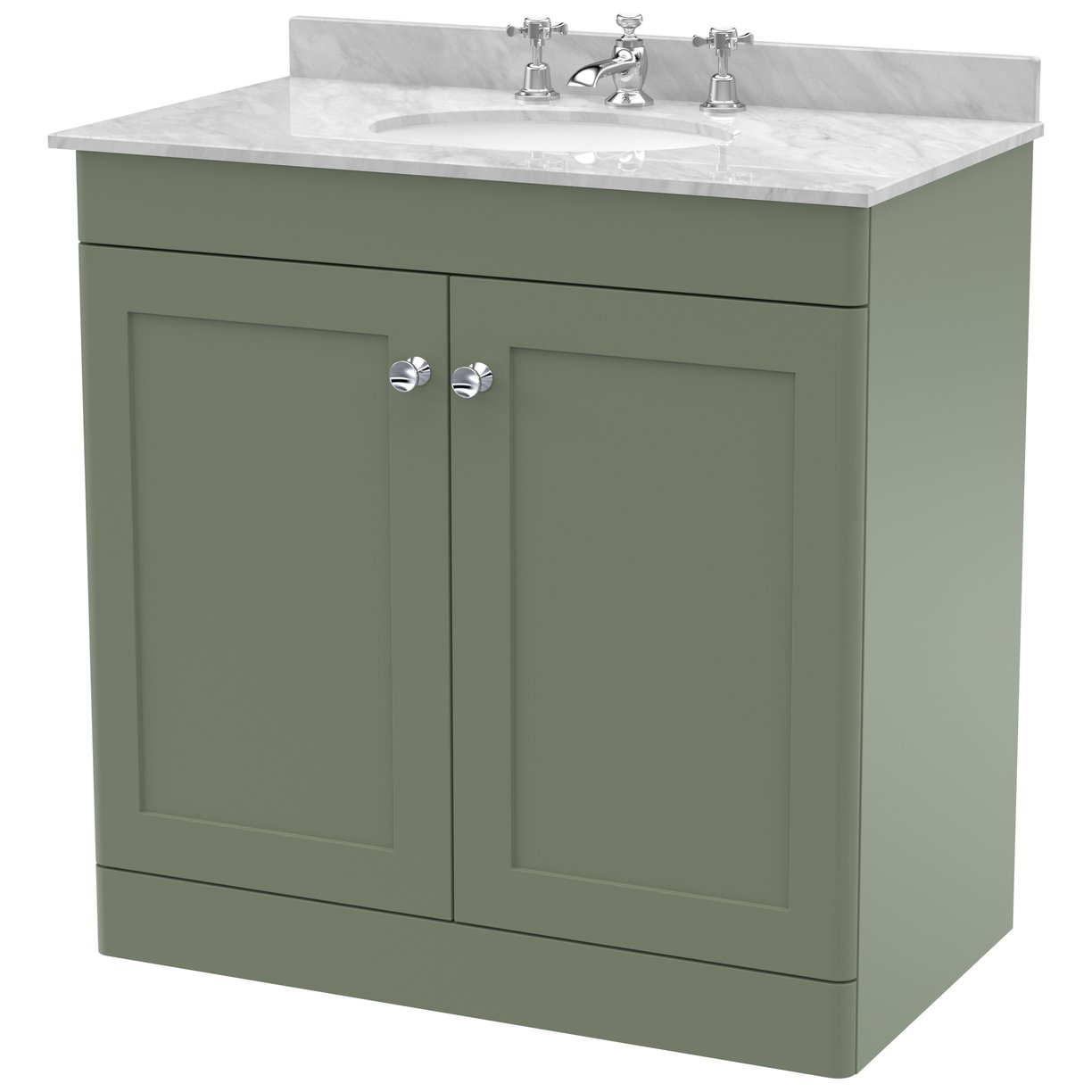 Classique 800mm Floor Standing 2-Door Vanity Unit & Marble Top (3 Tap Hole)