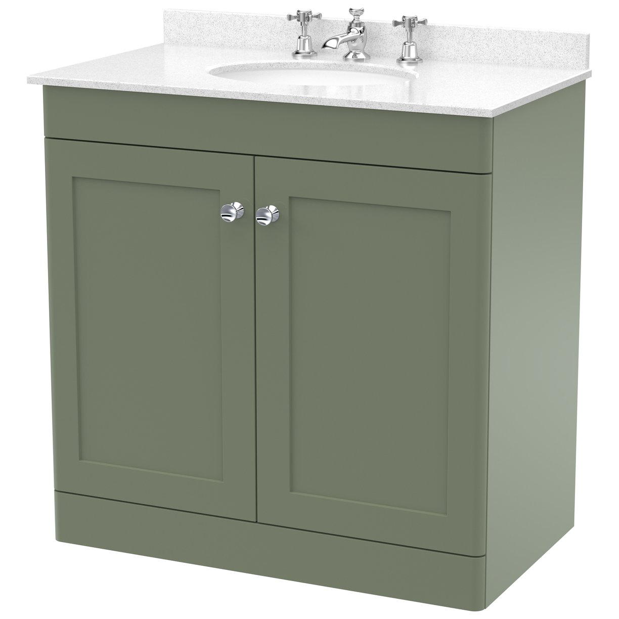 Classique 800mm Floor Standing 2-Door Vanity Unit & Marble Top (3 Tap Hole)