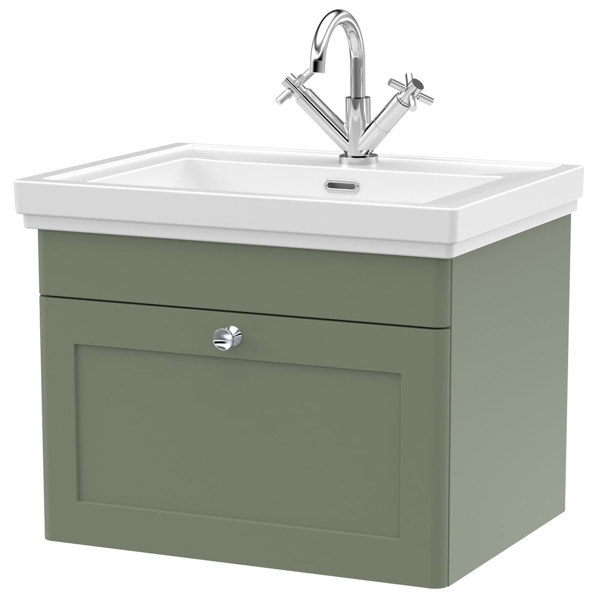 Classique 600mm Wall Hung 1-Drawer Vanity Unit & Ceramic Basin
