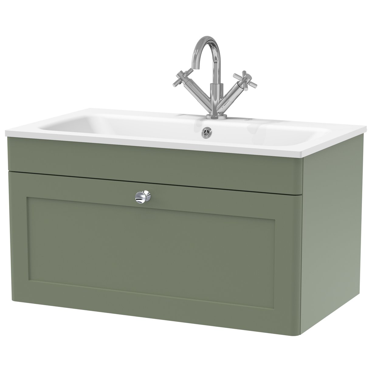Classique 800mm Wall Hung 1-Drawer Vanity Unit & Stone Basin