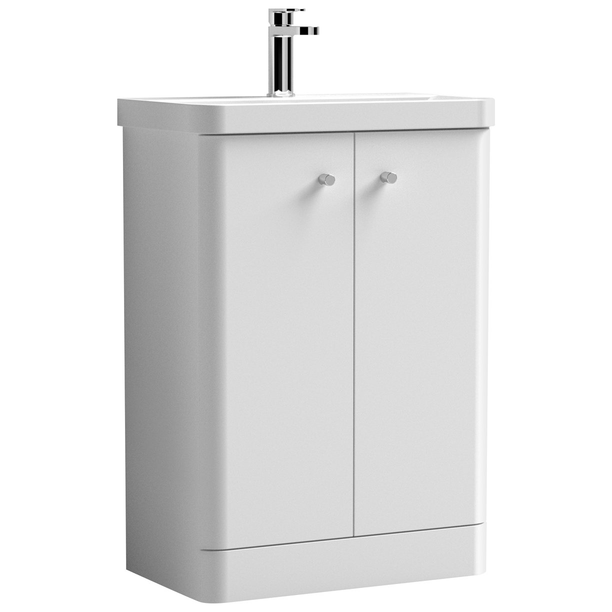 Core 600mm Floor Standing 2-Door Vanity Unit & Ceramic Basin