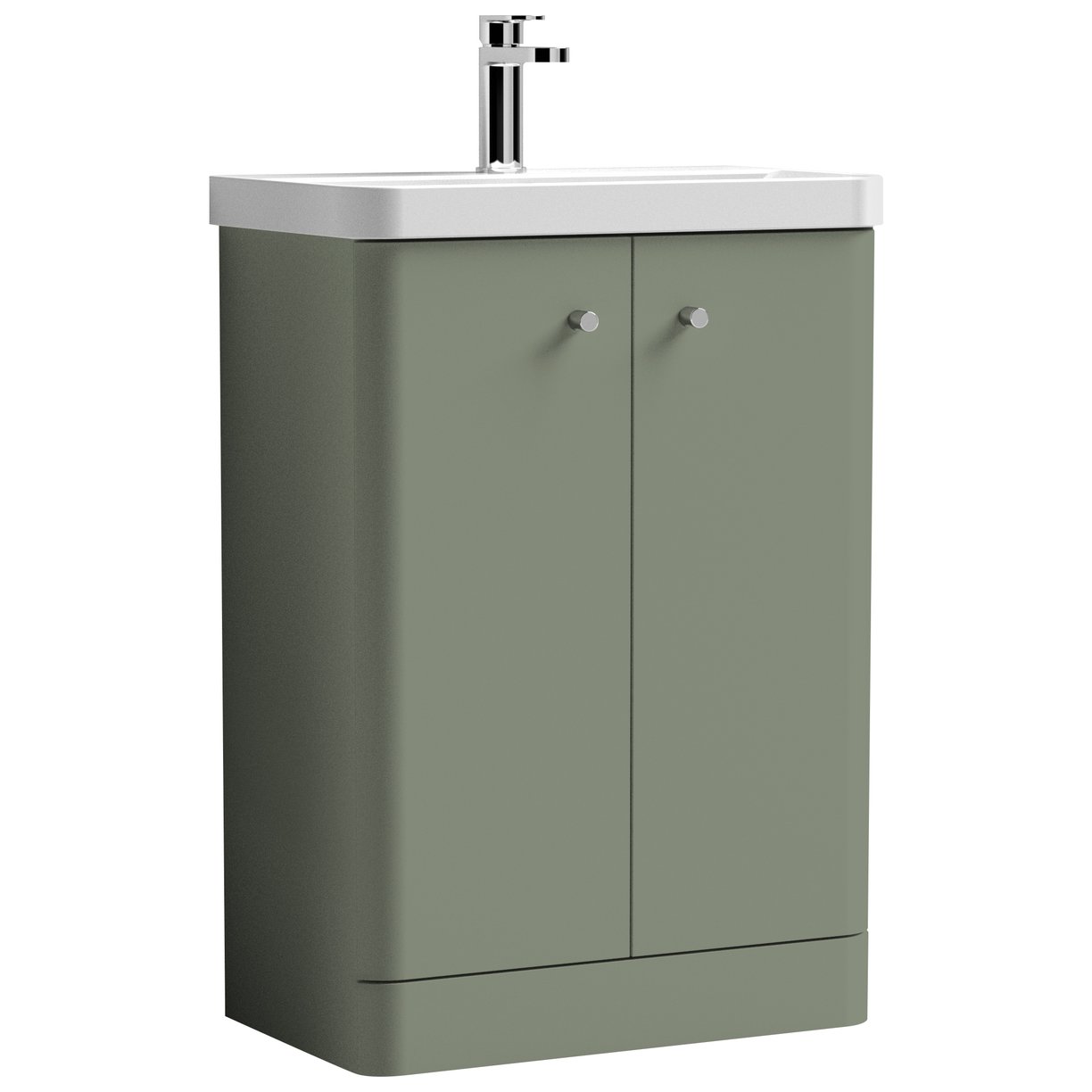 Core 600mm Floor Standing 2-Door Vanity Unit & Ceramic Basin