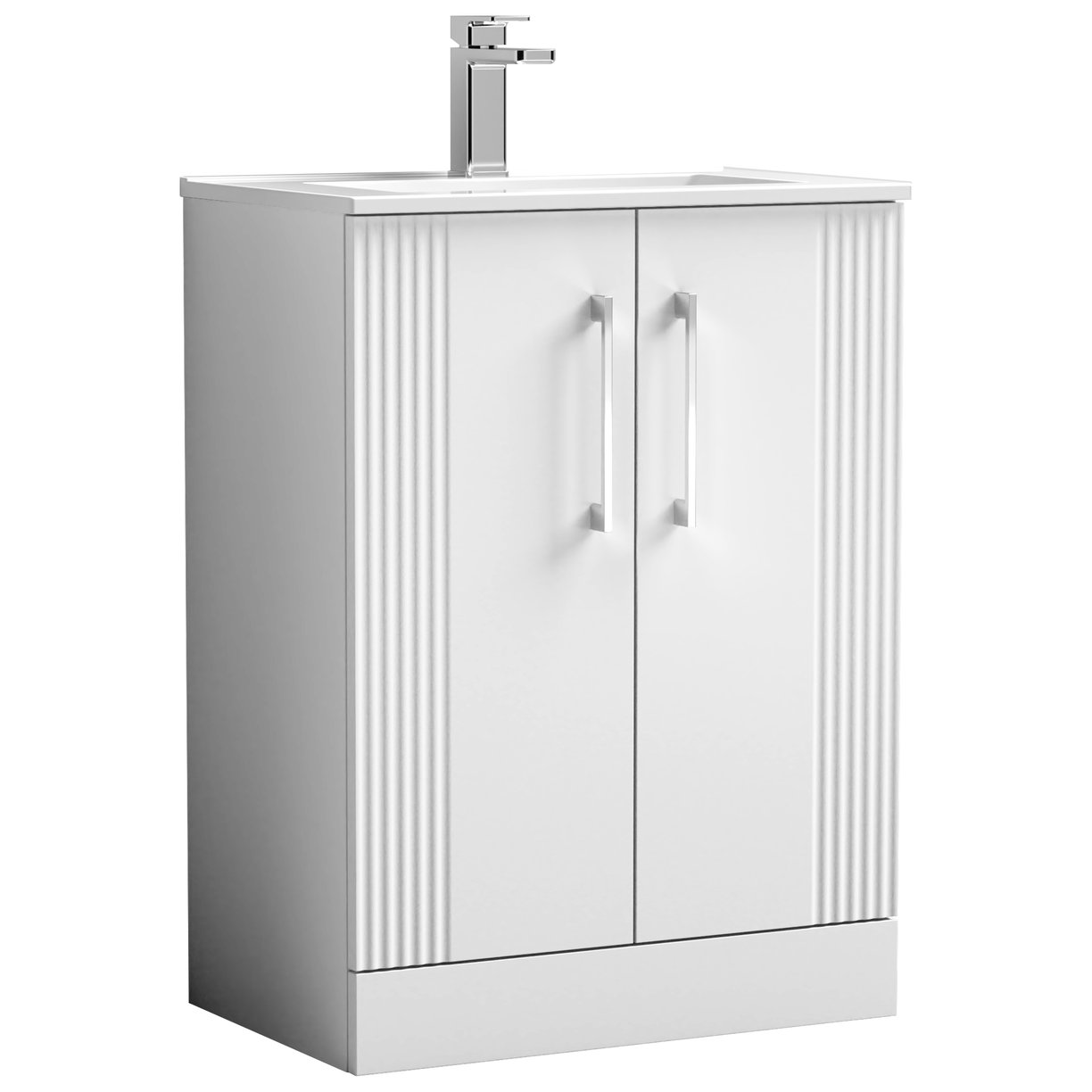 Deco 600mm Floor Standing 2-Door Vanity Unit & Minimalist Ceramic Basin