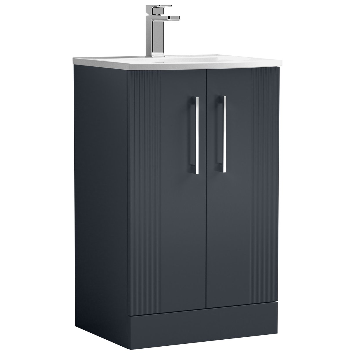 Deco 500mm Floor Standing 2-Door Vanity Unity & Curved Ceramic Basin