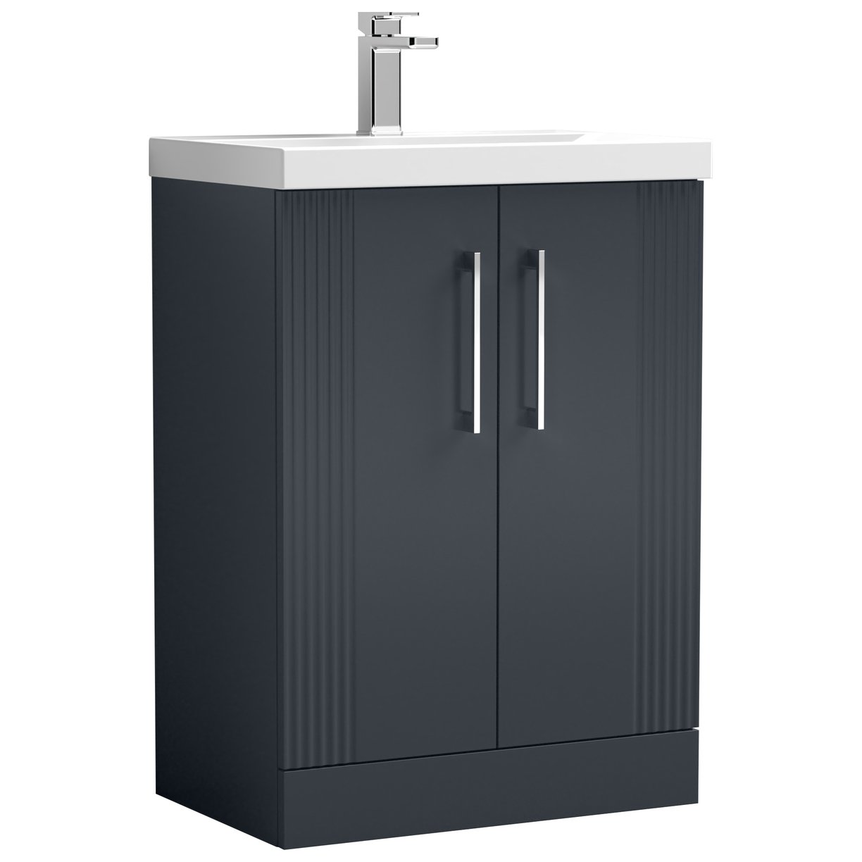 Deco 600mm Floor Standing 2-Door Vanity Unit & Mid-Edge Ceramic Basin