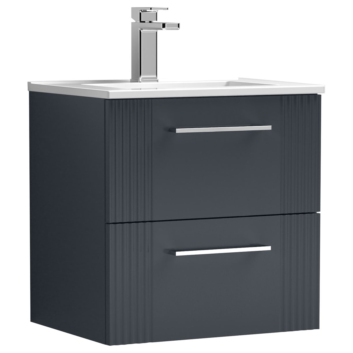 Deco 500mm Wall Hung 2-Drawer Vanity Unity & Minimalist Ceramic Basin