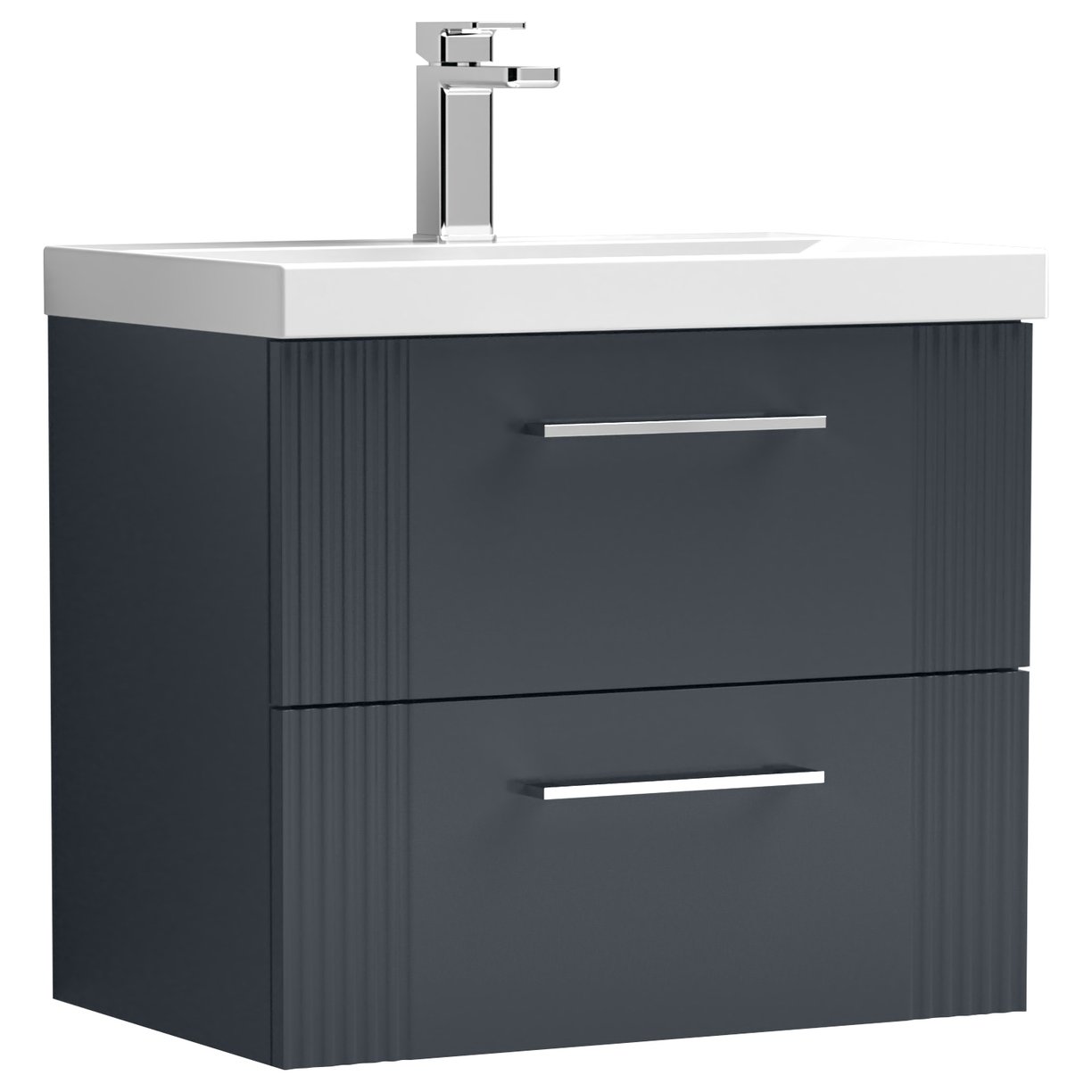 Deco 600mm Wall Hung 2-Drawer Vanity Unit & Mid-Edge Ceramic Basin