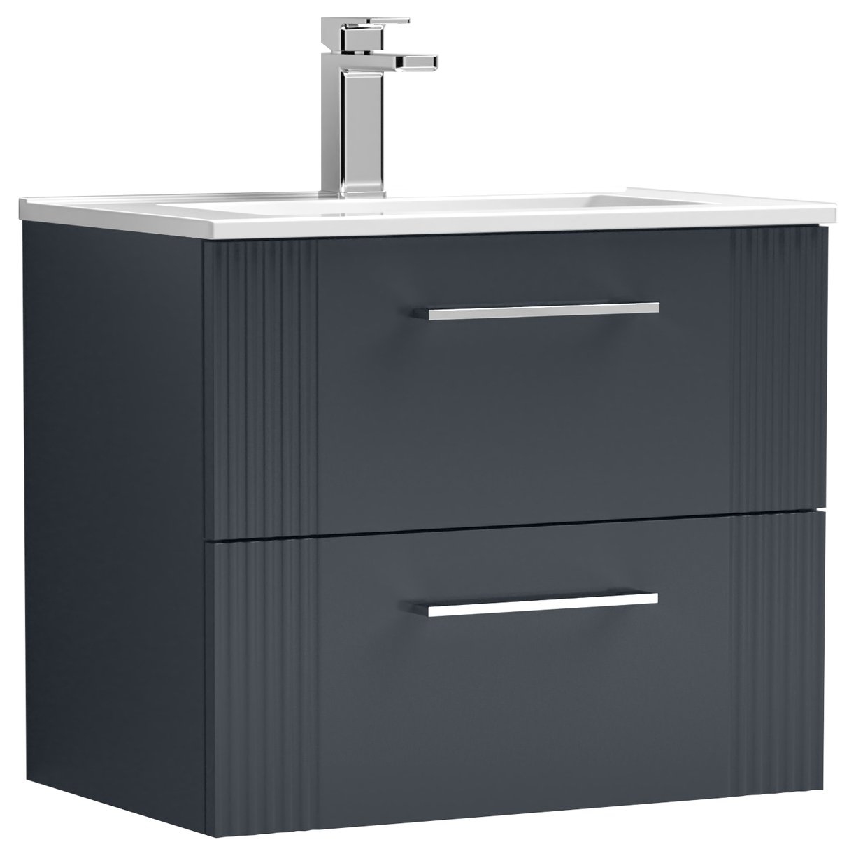 Deco 600mm Wall Hung 2-Drawer Vanity Unit & Minimalist Ceramic Basin