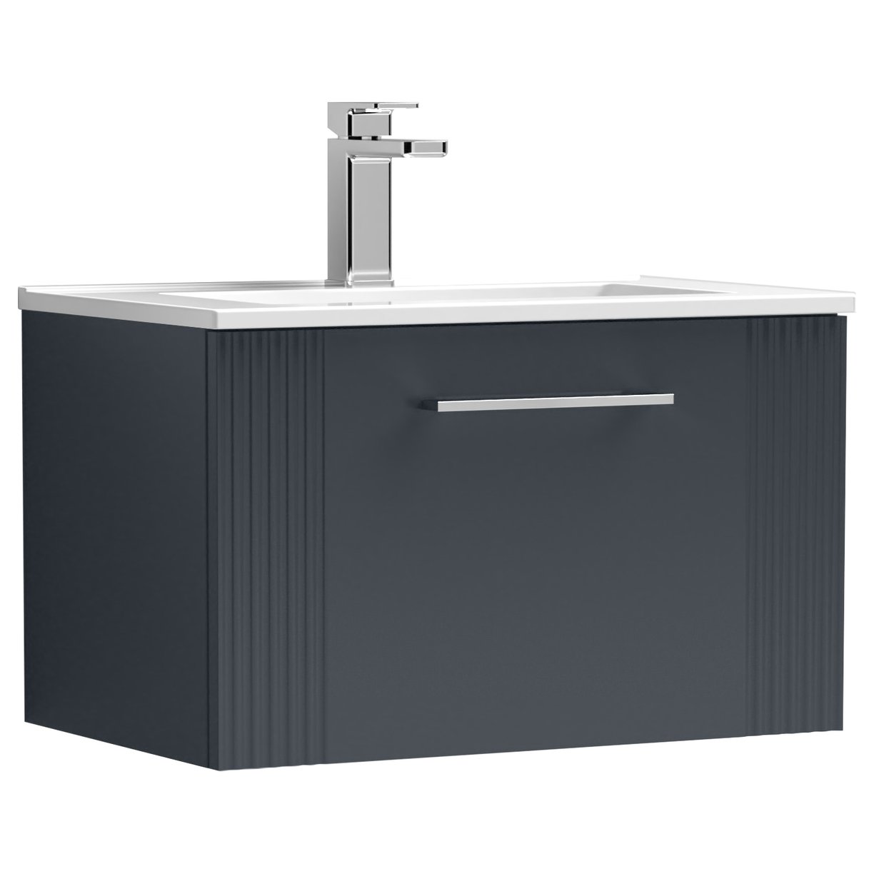 Deco 600mm Wall Hung 1-Drawer Vanity Unit & Minimalist Ceramic Basin