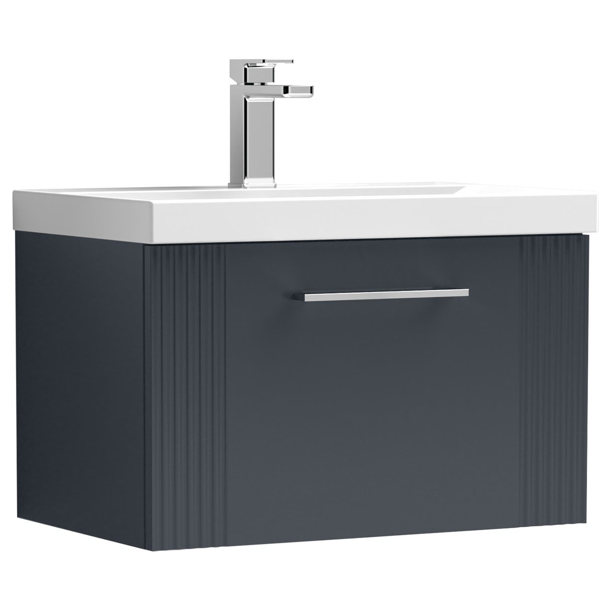 Deco 600mm Wall Hung 1-Drawer Vanity Unit & Minimalist Ceramic Basin