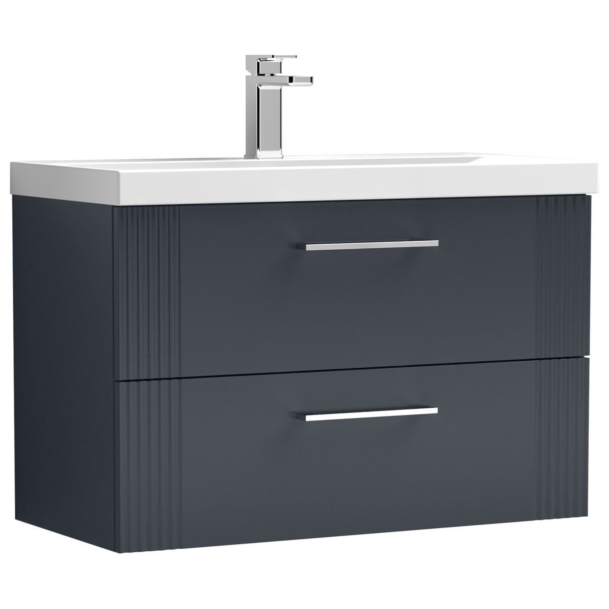 Deco 800mm Wall Hung 2-Drawer Vanity Unit & Mid-Edge Ceramic Basin