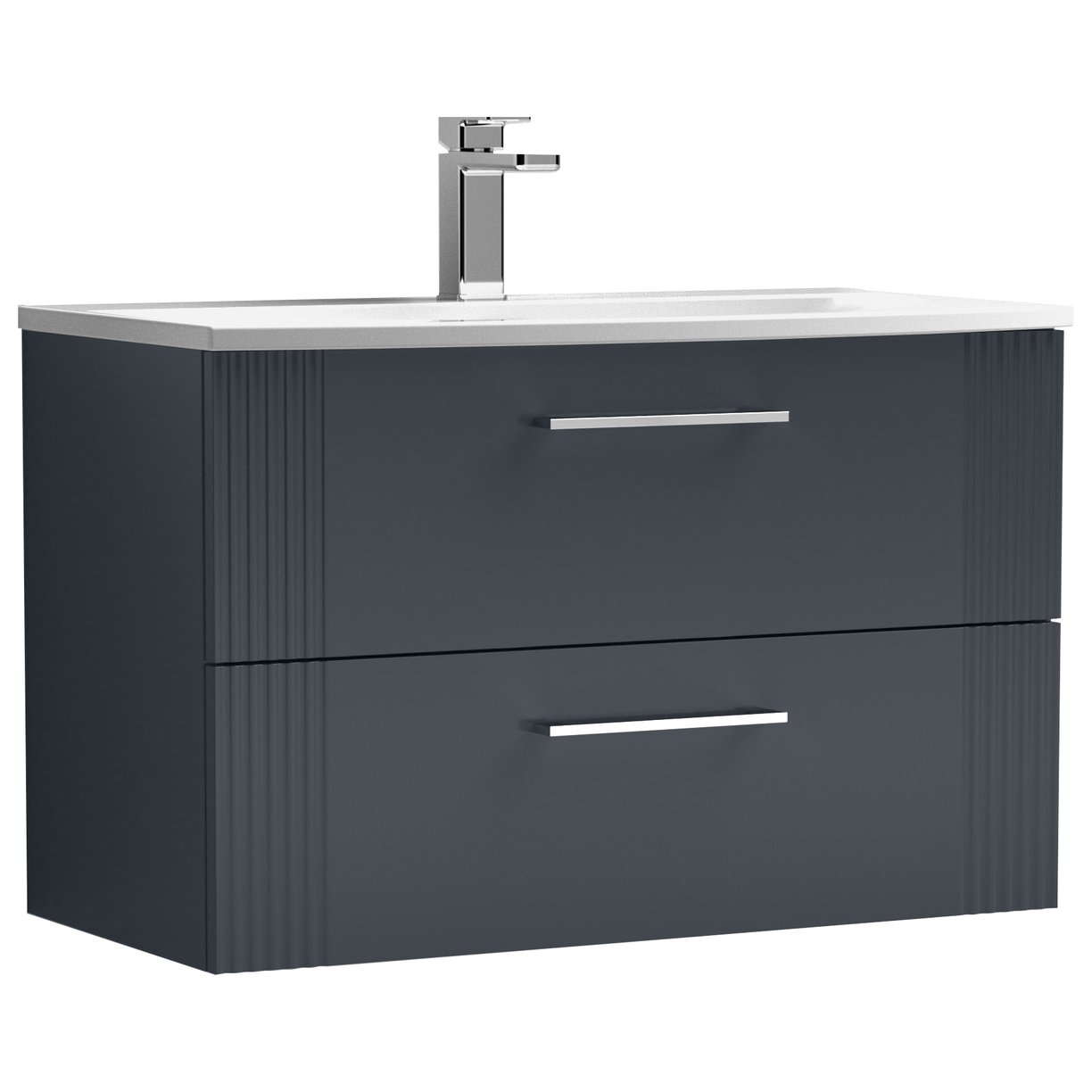 Deco 800mm Wall Hung 2-Drawer Vanity Unit & Curved Ceramic Basin