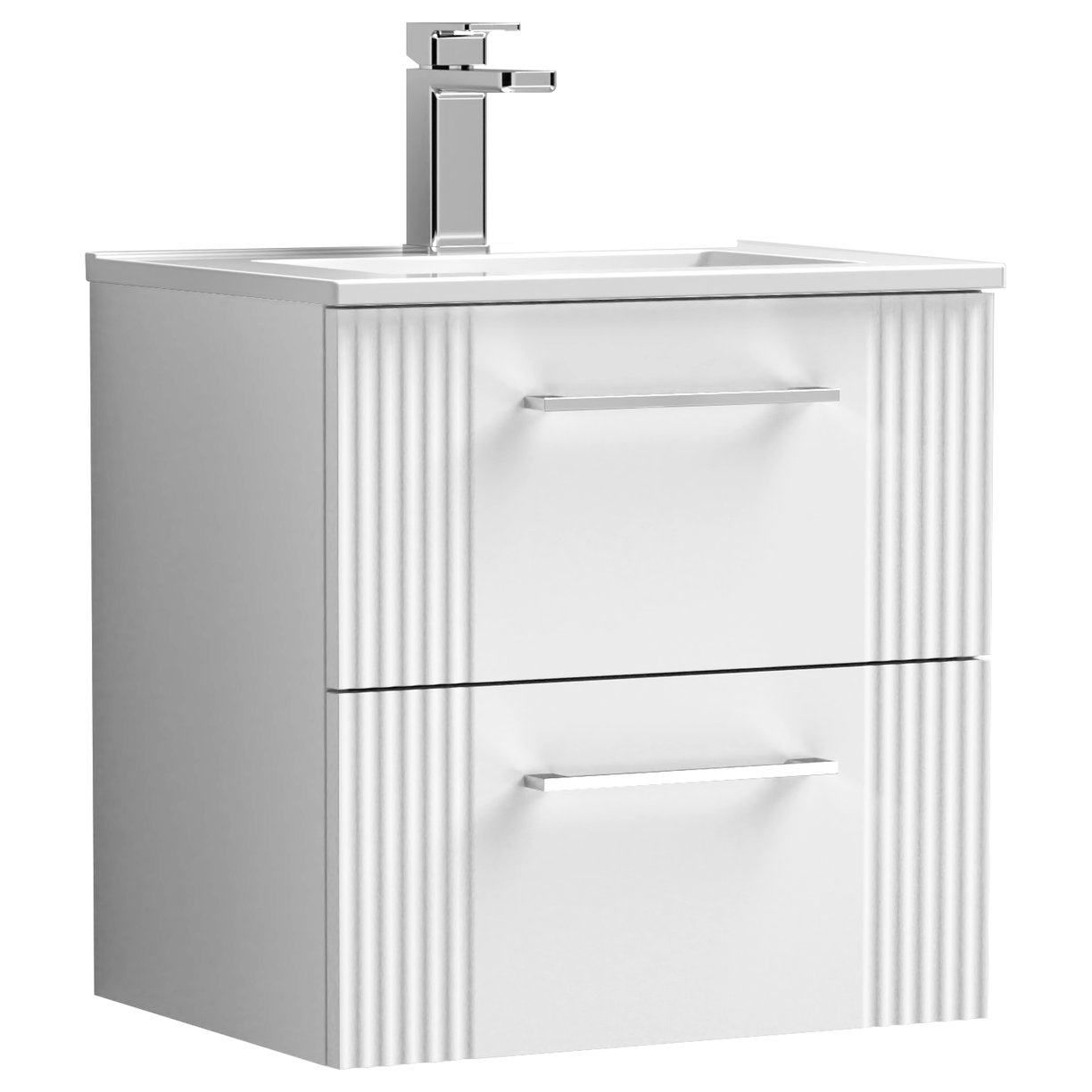 Deco 500mm Wall Hung 2-Drawer Vanity Unity & Minimalist Ceramic Basin