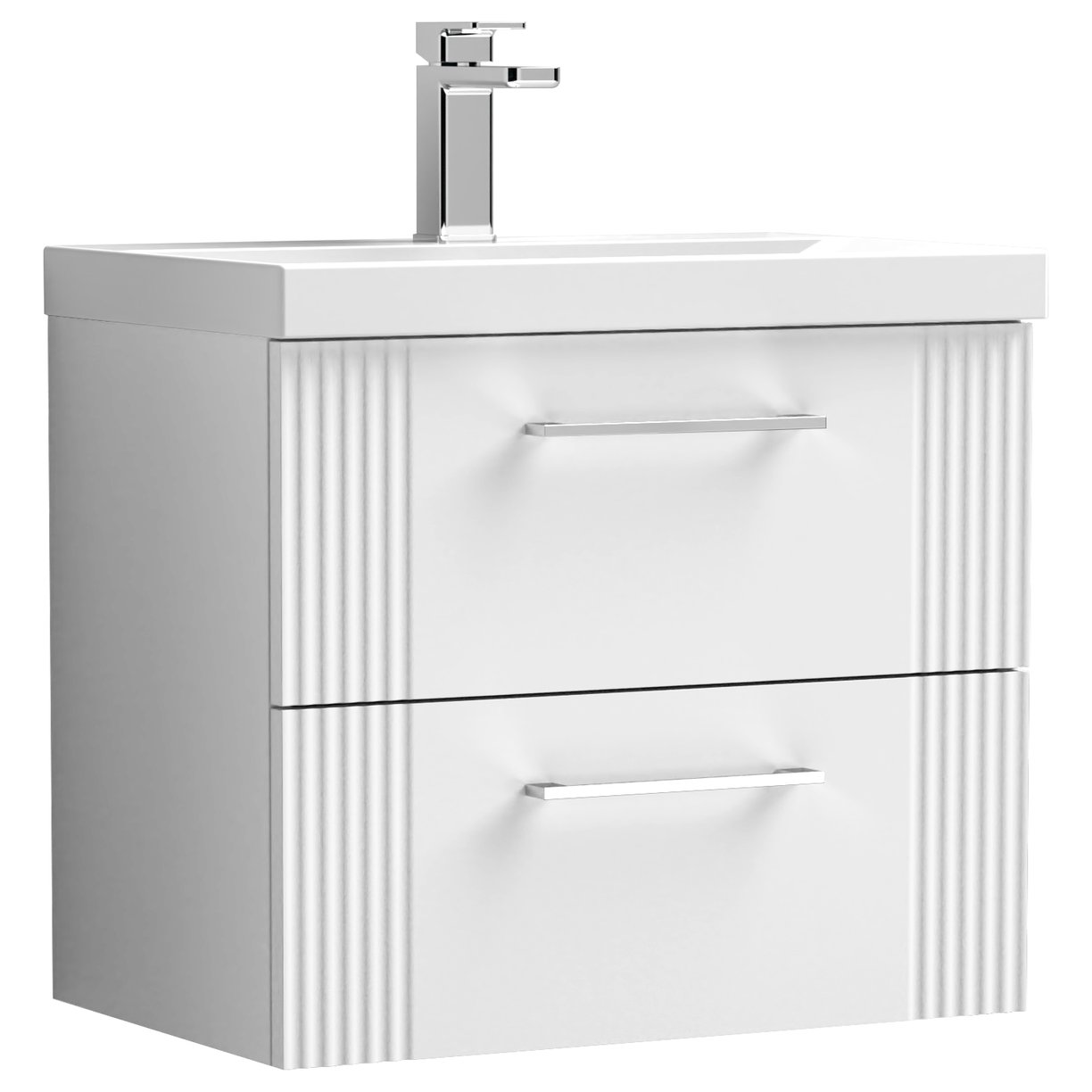 Deco 600mm Wall Hung 2-Drawer Vanity Unit & Mid-Edge Ceramic Basin