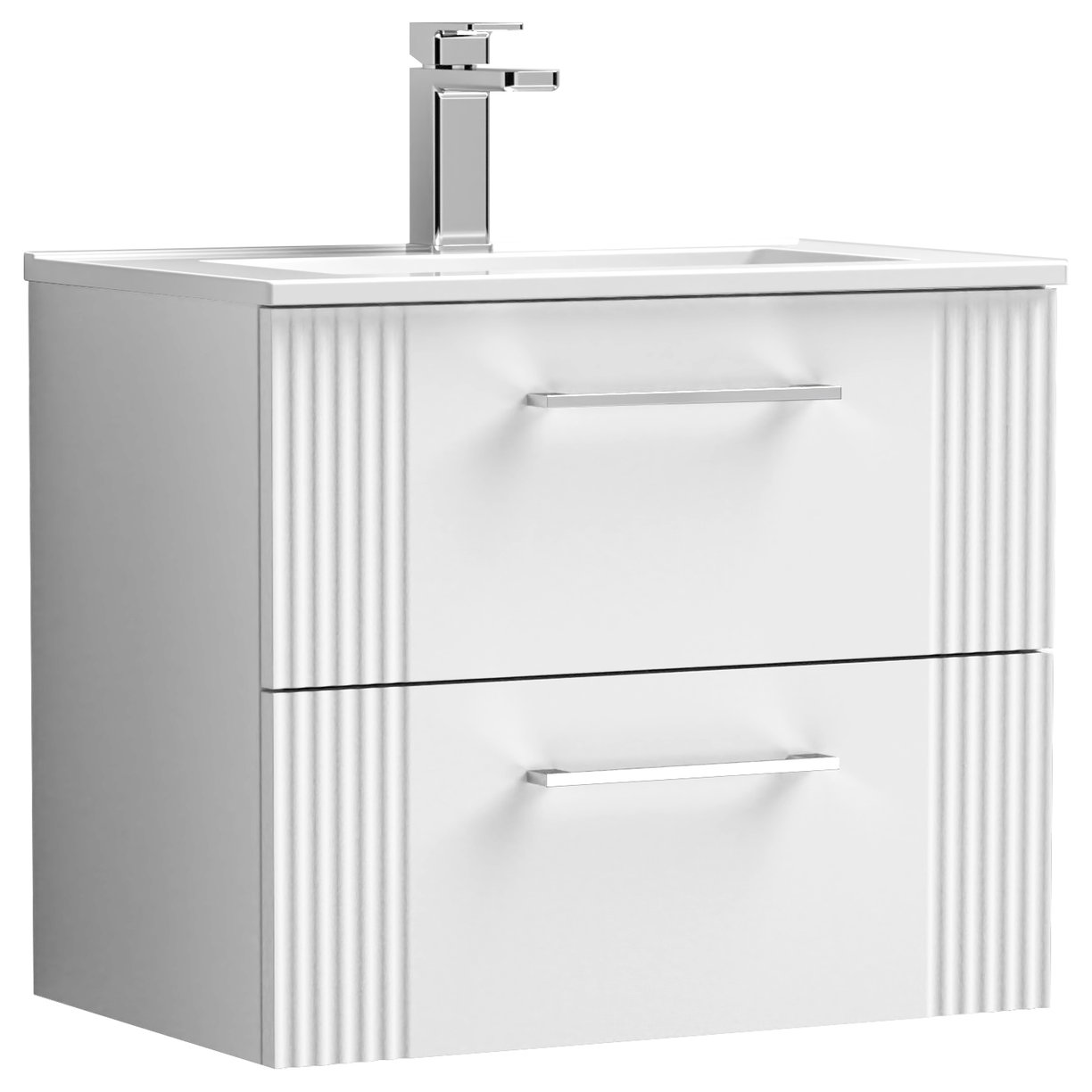 Deco 600mm Wall Hung 2-Drawer Vanity Unit & Minimalist Ceramic Basin