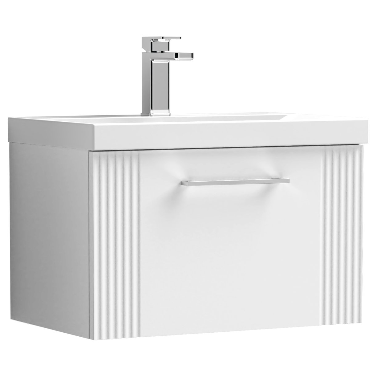 Deco 600mm Wall Hung 1-Drawer Vanity Unit & Mid-Edge Ceramic Basin