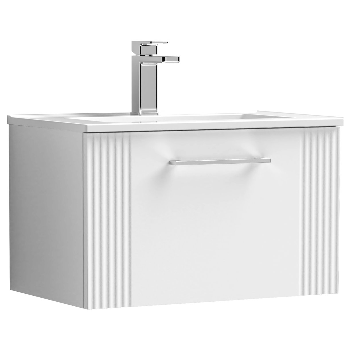 Deco 600mm Wall Hung 1-Drawer Vanity Unit & Minimalist Ceramic Basin