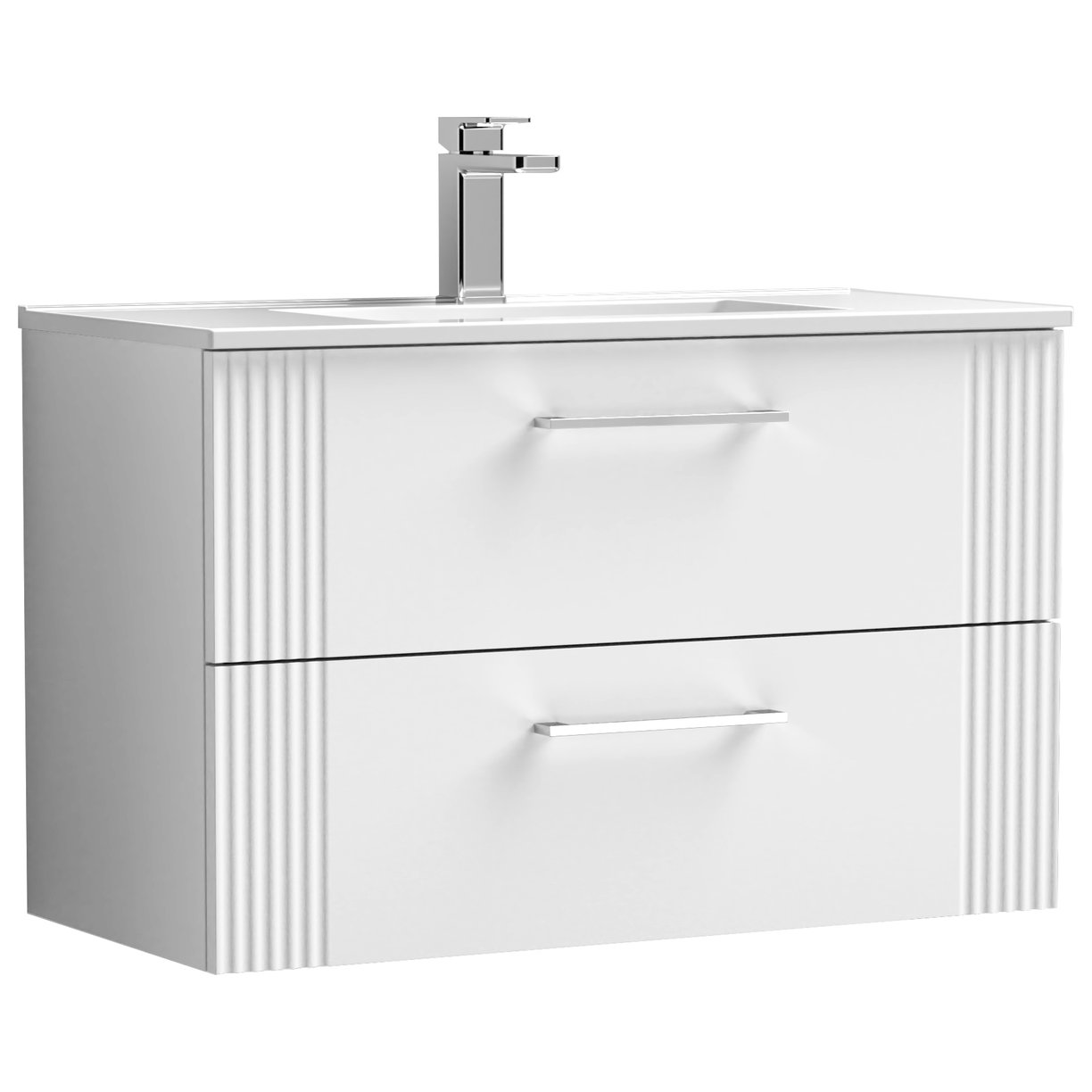 Deco 800mm Wall Hung 2-Drawer Vanity Unit & Minimalist Ceramic Basin