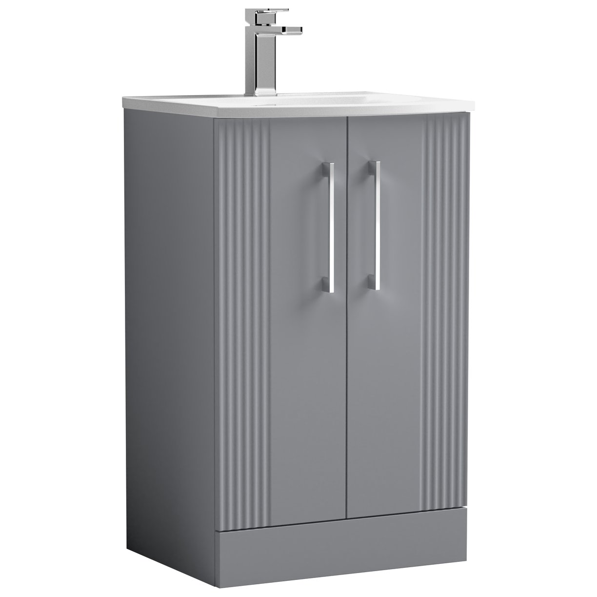 Deco 500mm Floor Standing 2-Door Vanity Unity & Curved Ceramic Basin