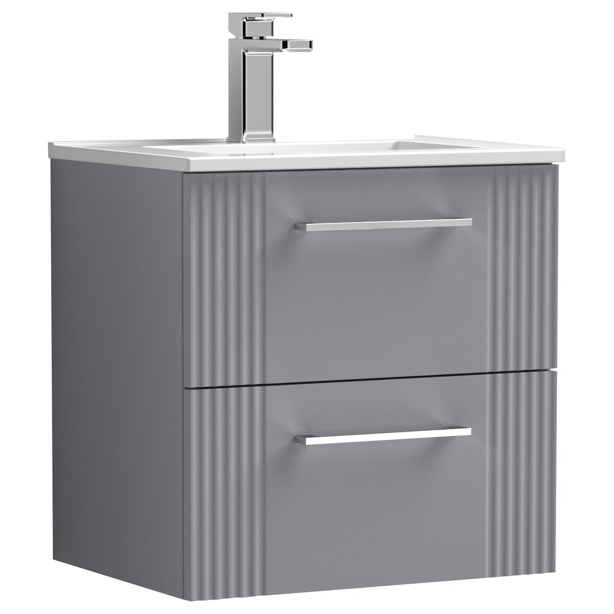 Deco 500mm Wall Hung 2-Drawer Vanity Unity & Minimalist Ceramic Basin