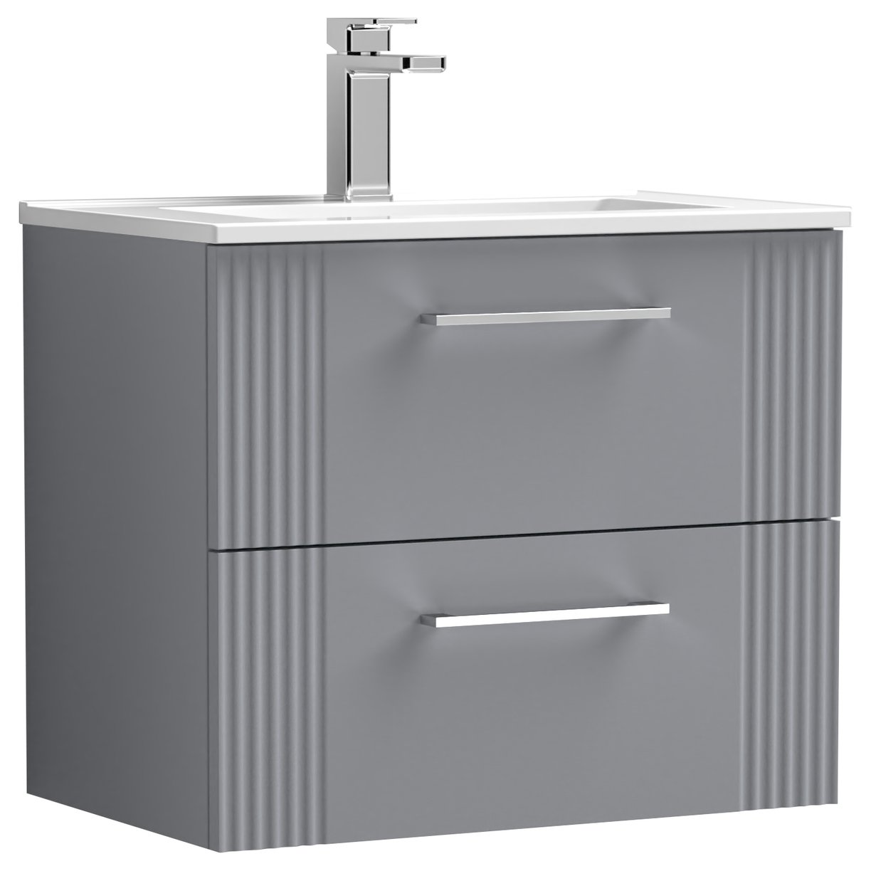 Deco 600mm Wall Hung 2-Drawer Vanity Unit & Minimalist Ceramic Basin