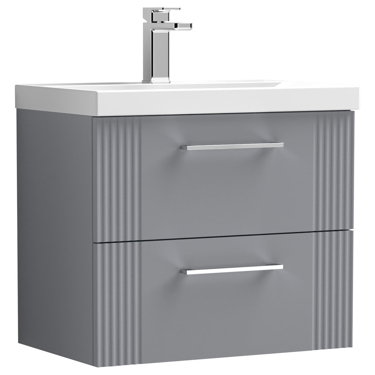 Deco 600mm Wall Hung 2-Drawer Vanity Unit & Thin-Edge Ceramic Basin