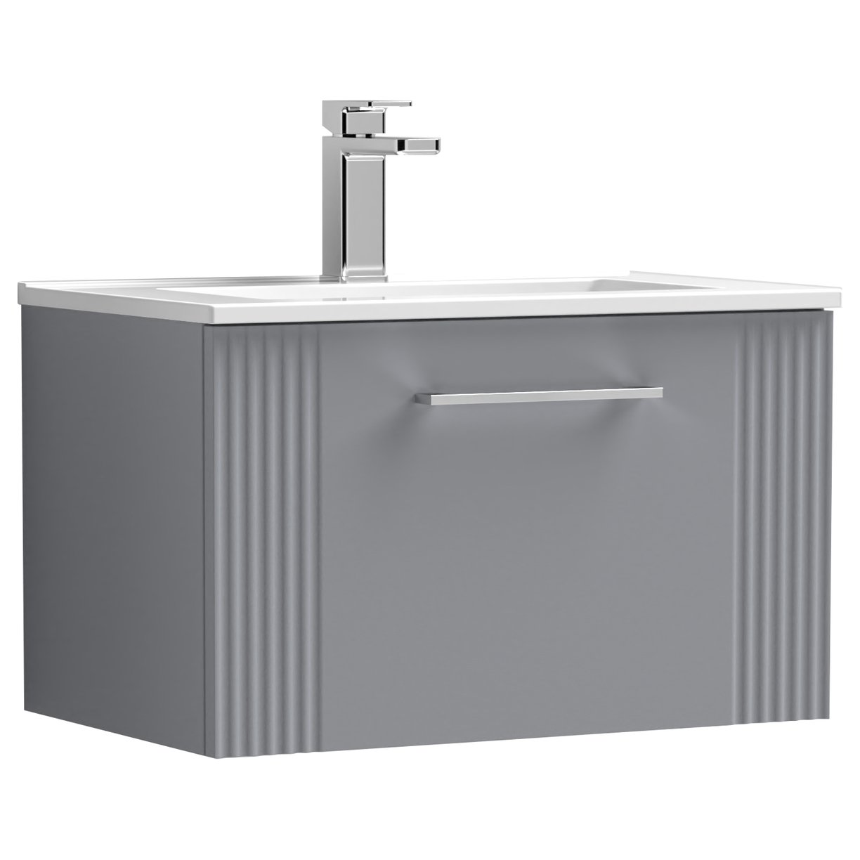 Deco 600mm Wall Hung 1-Drawer Vanity Unit & Minimalist Ceramic Basin