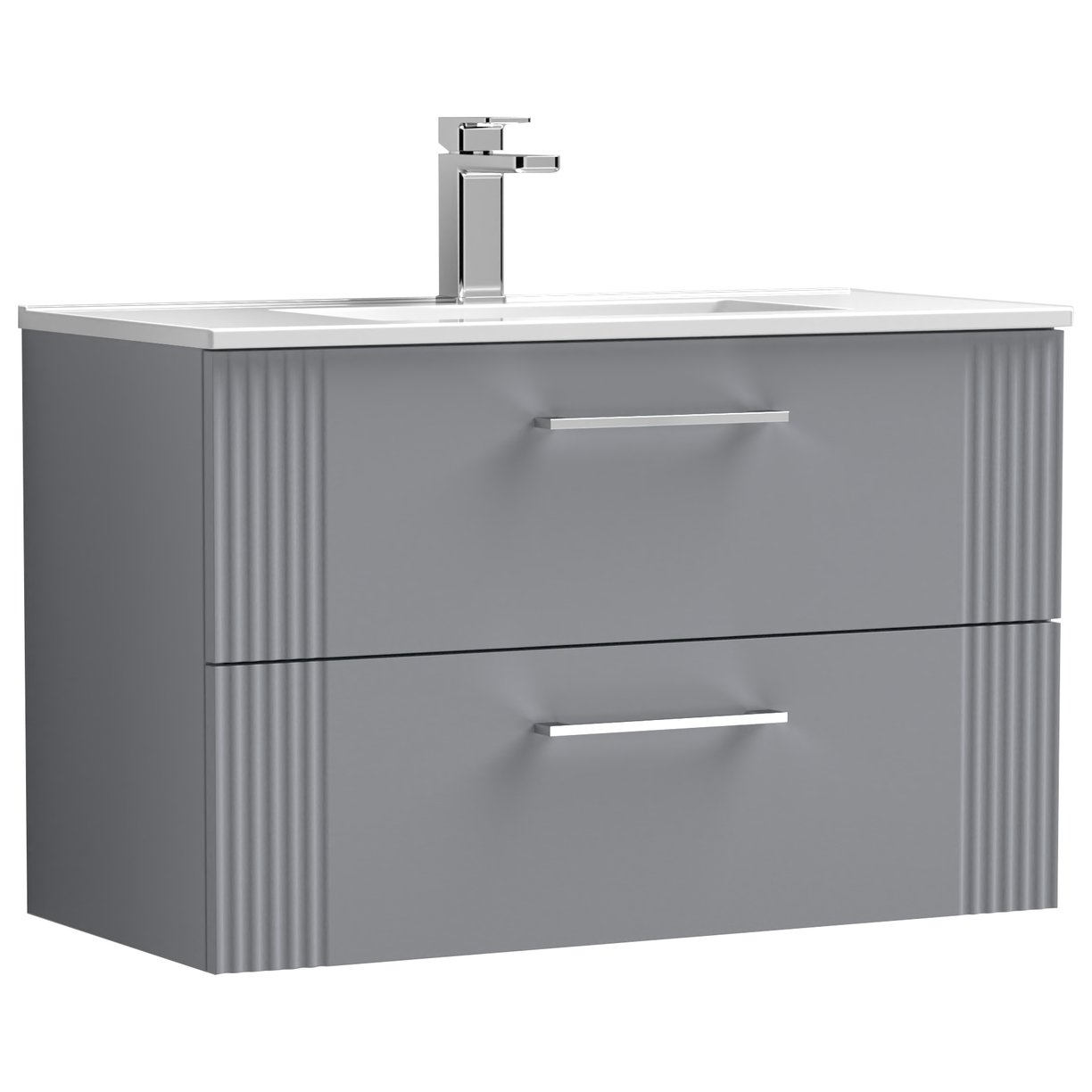 Deco 800mm Wall Hung 2-Drawer Vanity Unit & Minimalist Ceramic Basin