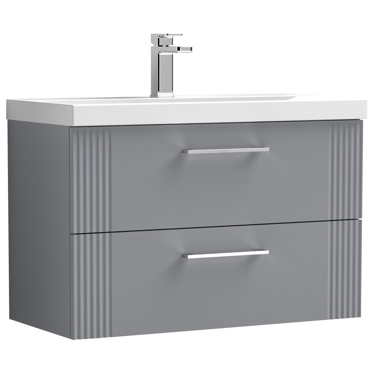 Deco 800mm Wall Hung 2-Drawer Vanity Unit & Thin-Edge Ceramic Basin
