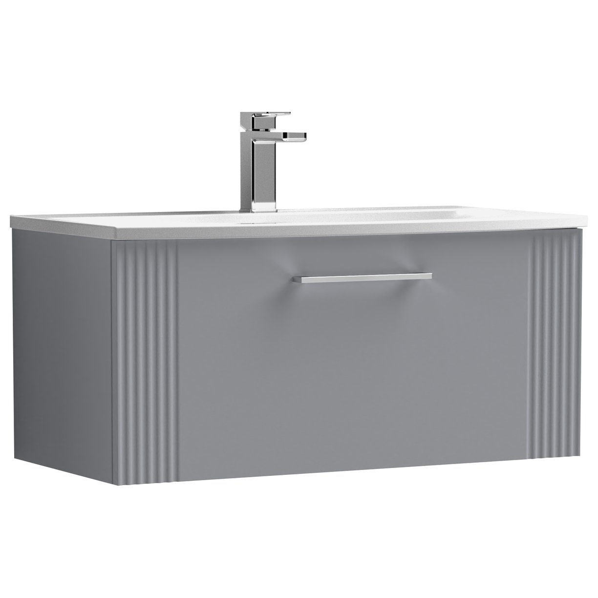 Deco 800mm Wall Hung 1-Drawer Vanity Unit & Curved Ceramic Basin