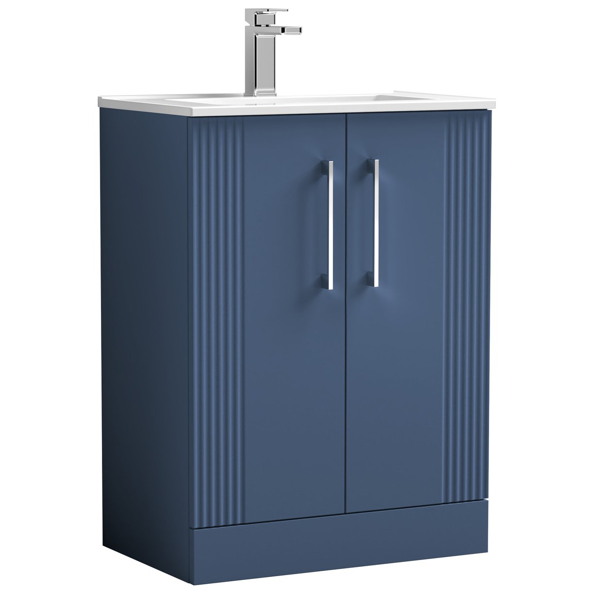 Deco 600mm Floor Standing 2-Door Vanity Unit & Minimalist Ceramic Basin