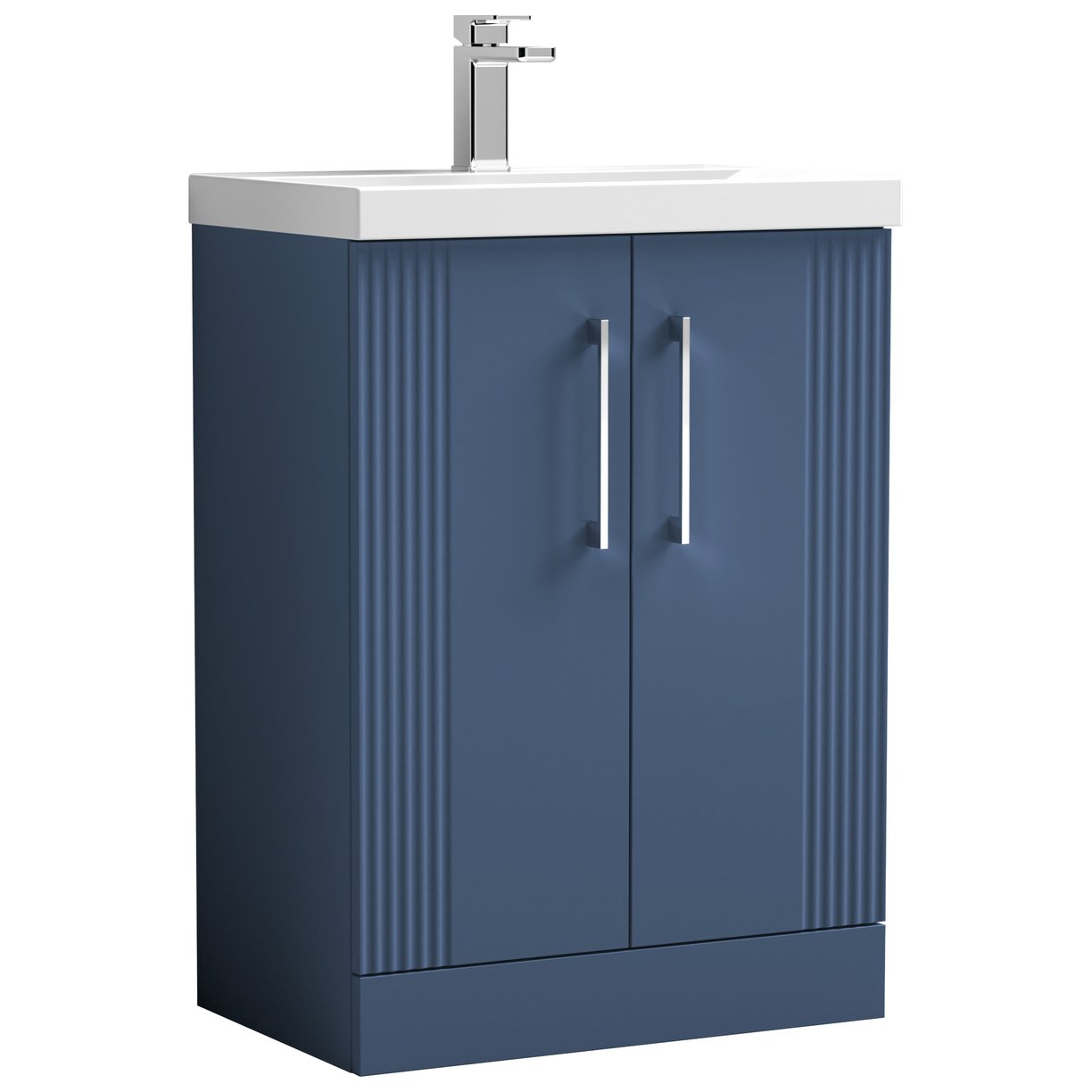 Deco 600mm Floor Standing 2-Door Vanity Unit & Thin-Edge Ceramic Basin