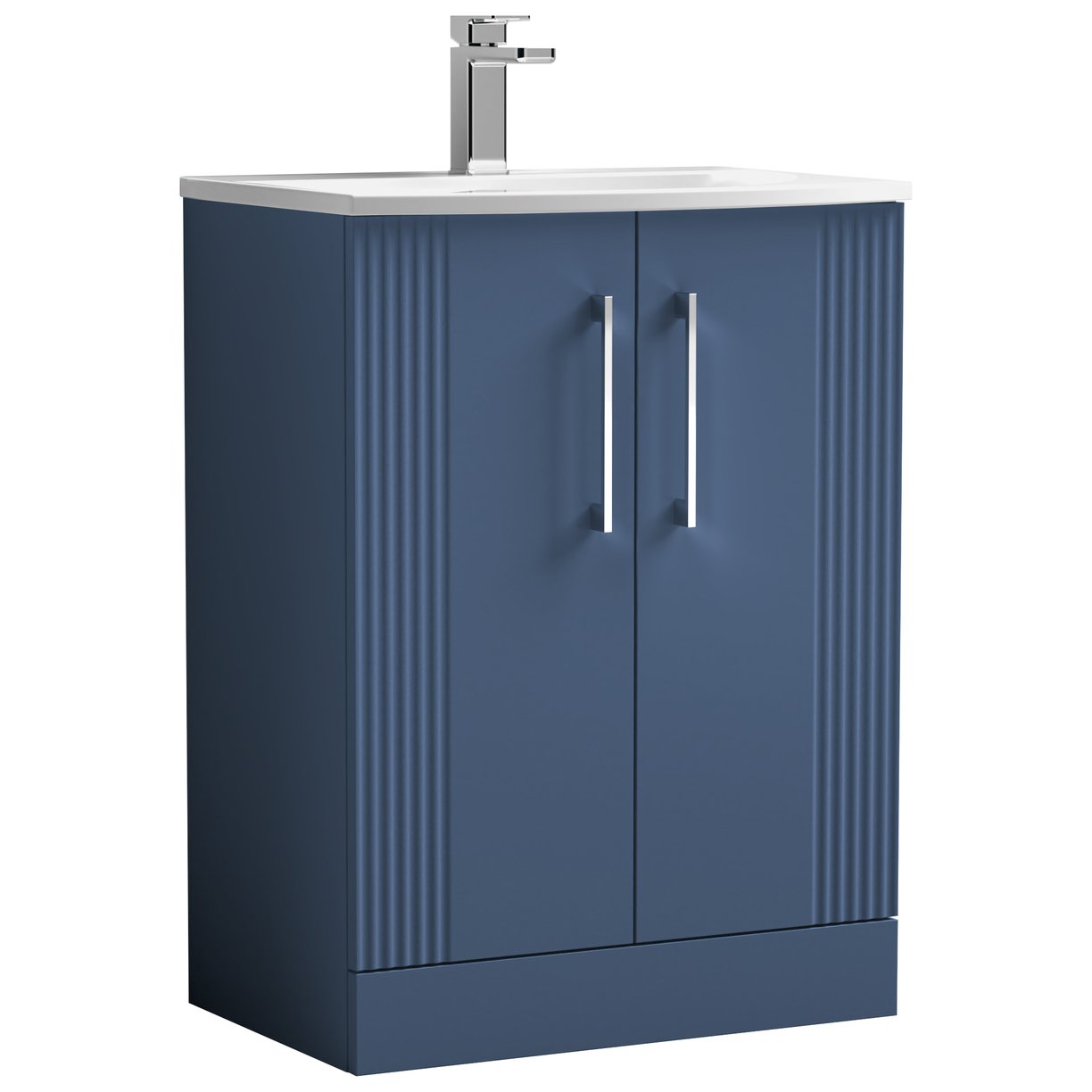 Deco 600mm Floor Standing 2-Door Vanity Unit & Curved Ceramic Basin