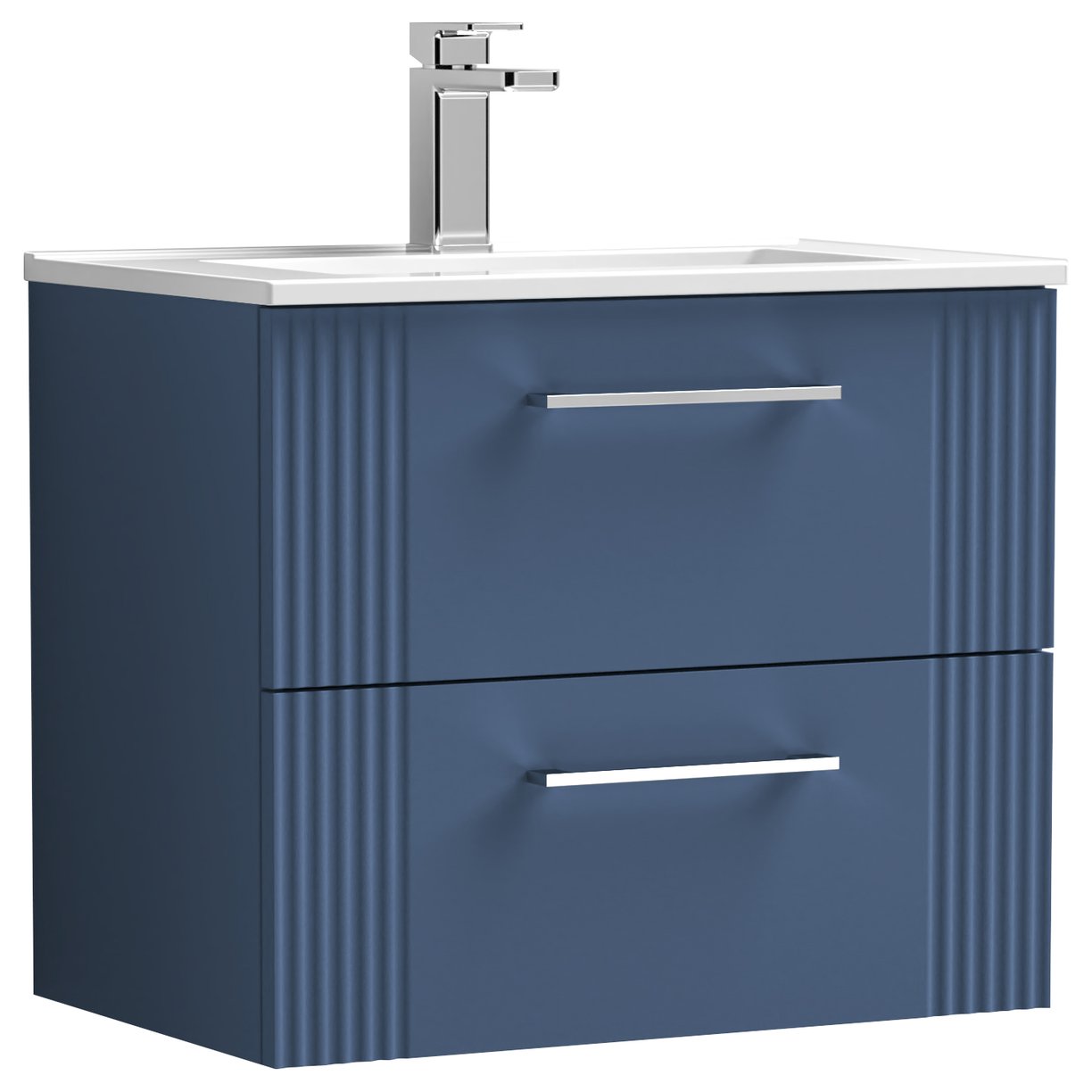 Deco 600mm Wall Hung 2-Drawer Vanity Unit & Minimalist Ceramic Basin