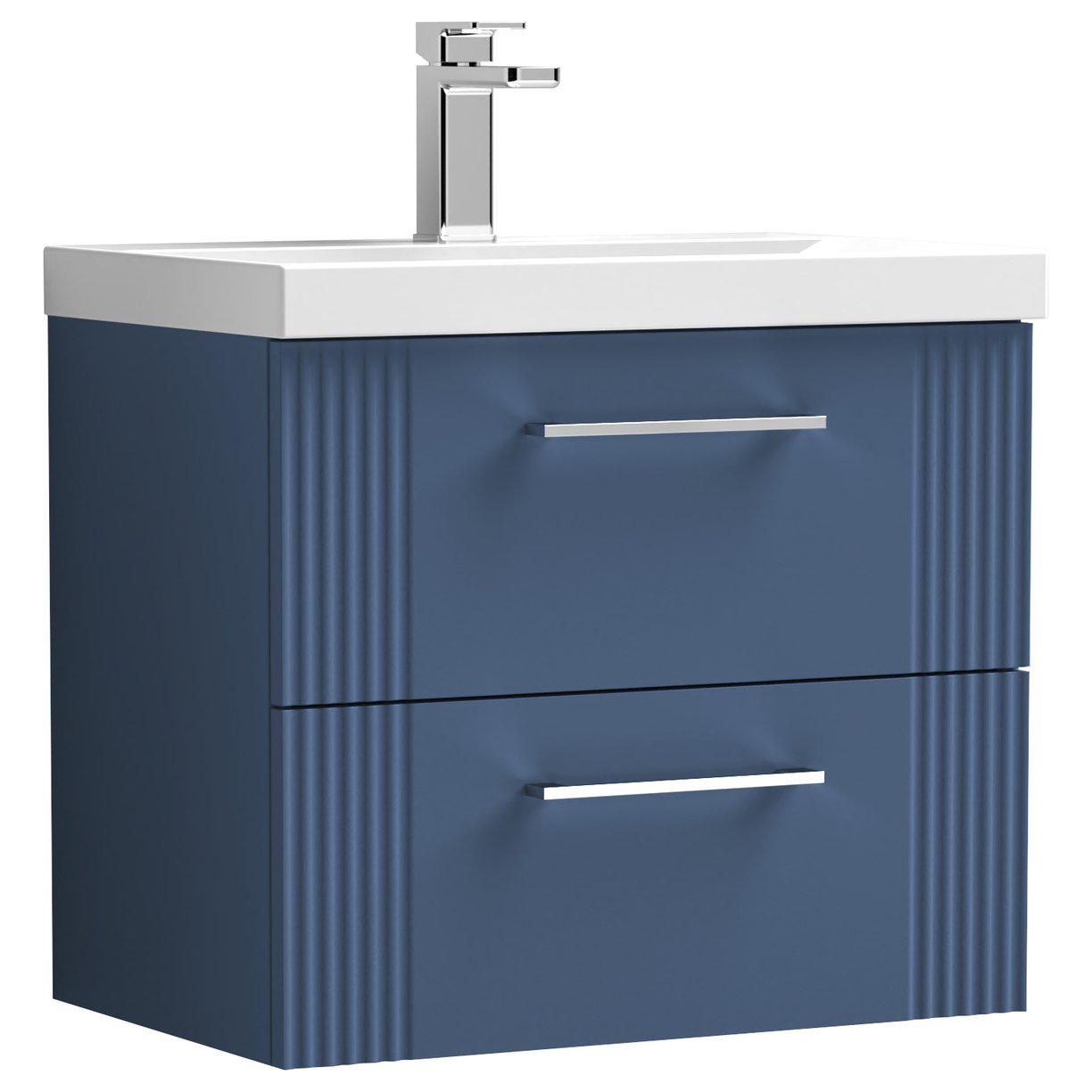 Deco 600mm Wall Hung 2-Drawer Vanity Unit & Thin-Edge Ceramic Basin