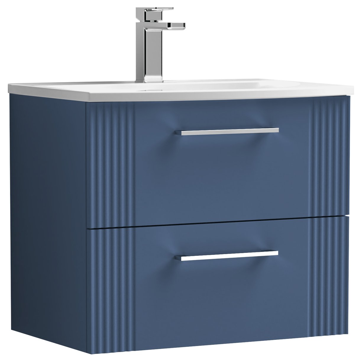 Deco 600mm Wall Hung 2-Drawer Vanity Unit & Curved Ceramic Basin