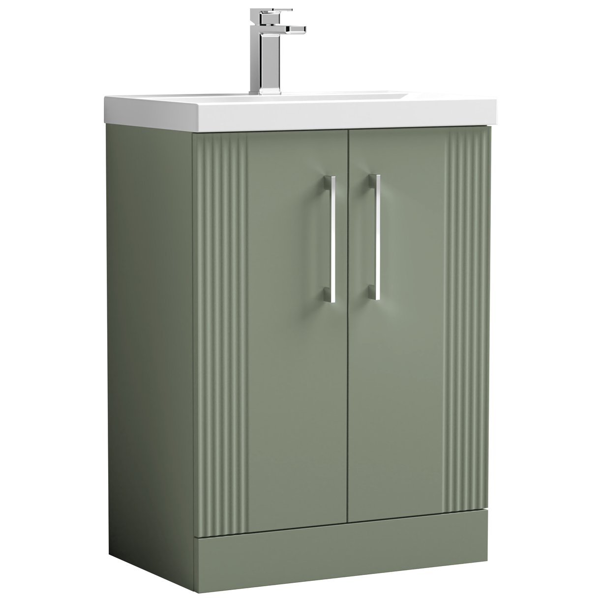 Deco 600mm Floor Standing 2-Door Vanity Unit & Mid-Edge Ceramic Basin