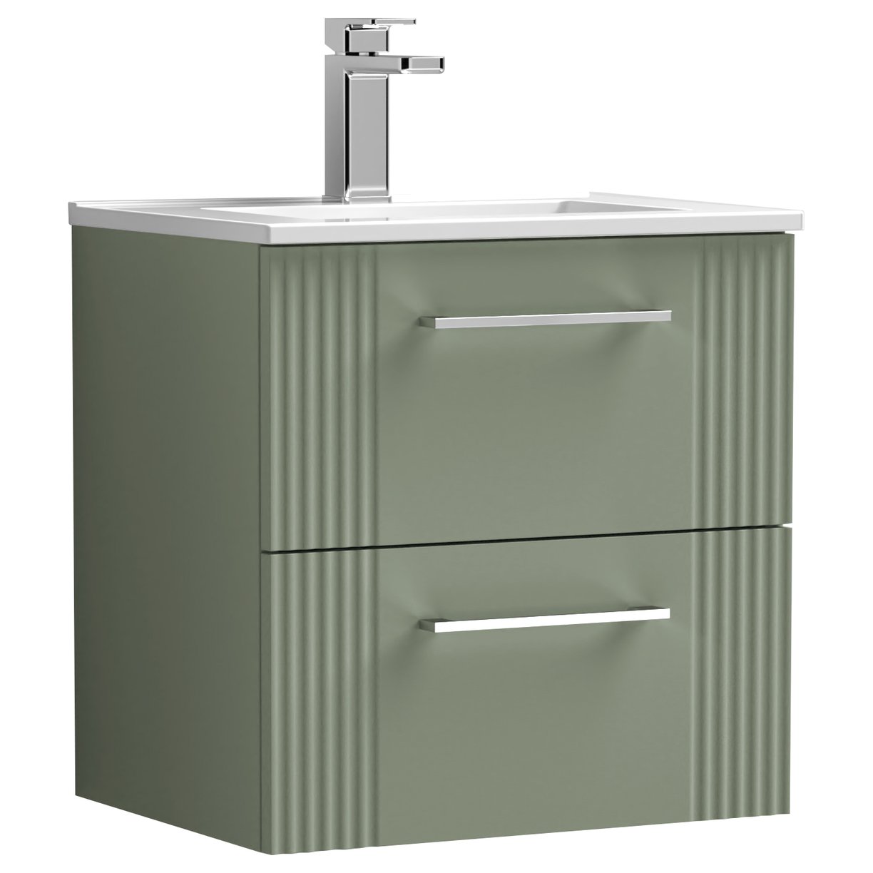 Deco 500mm Wall Hung 2-Drawer Vanity Unity & Minimalist Ceramic Basin