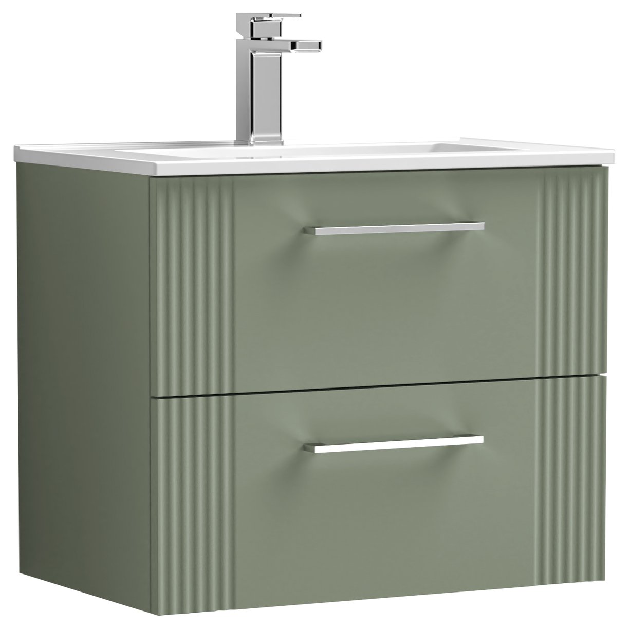Deco 600mm Wall Hung 2-Drawer Vanity Unit & Minimalist Ceramic Basin