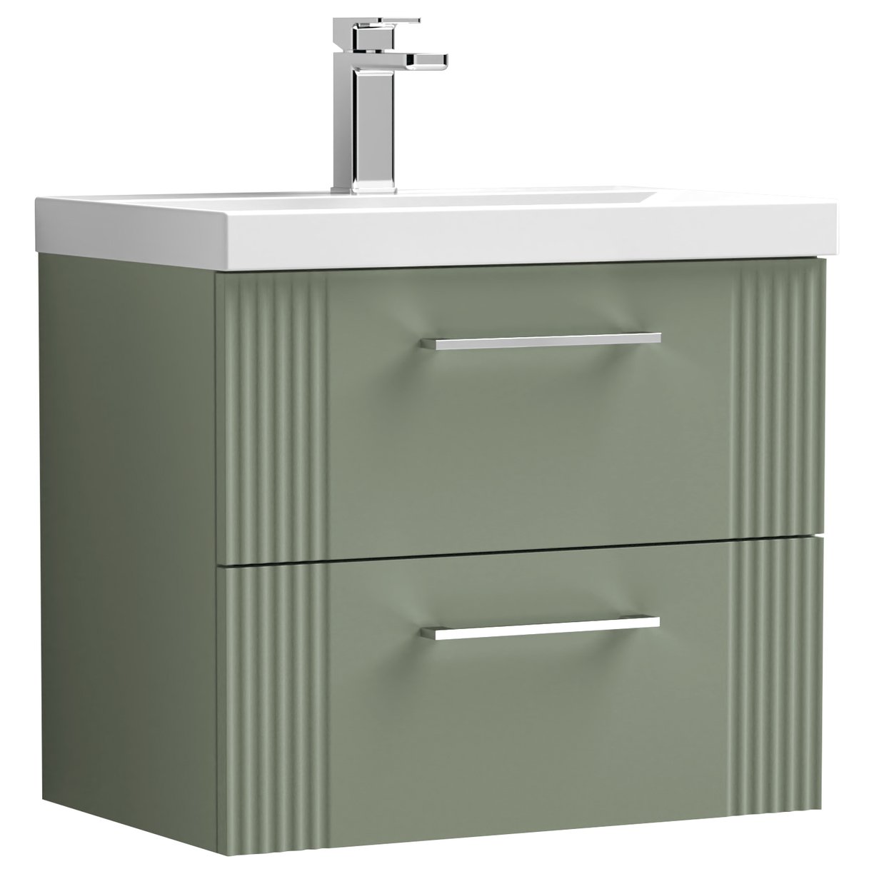 Deco 600mm Wall Hung 2-Drawer Vanity Unit & Thin-Edge Ceramic Basin
