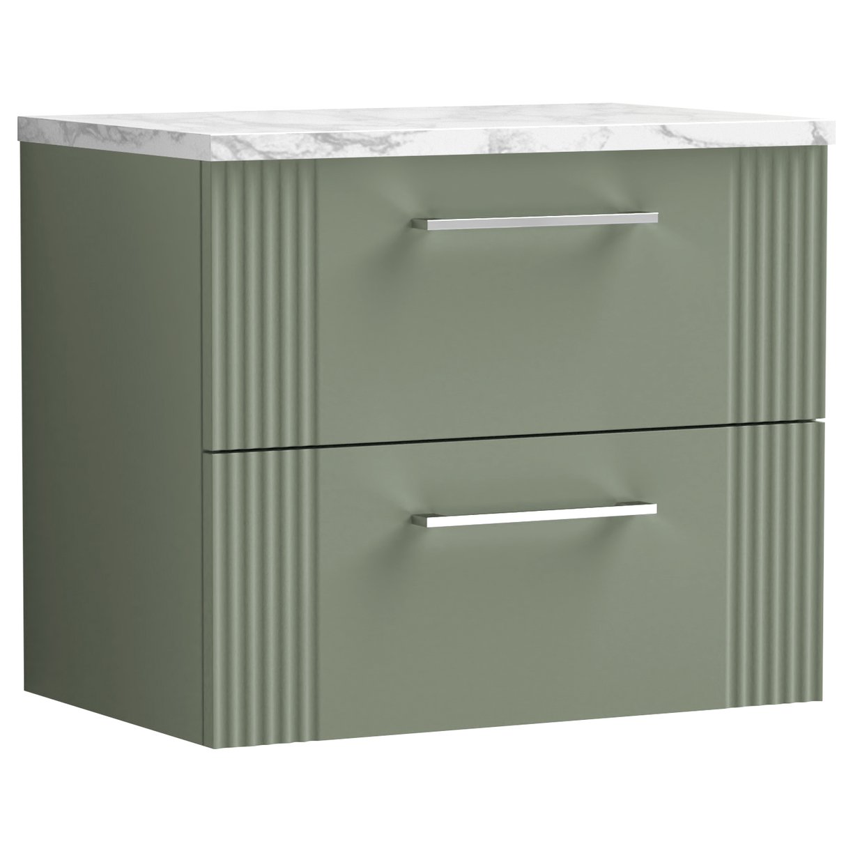 Deco 600mm Wall Hung 2-Drawer Vanity Unit & Laminate Worktop