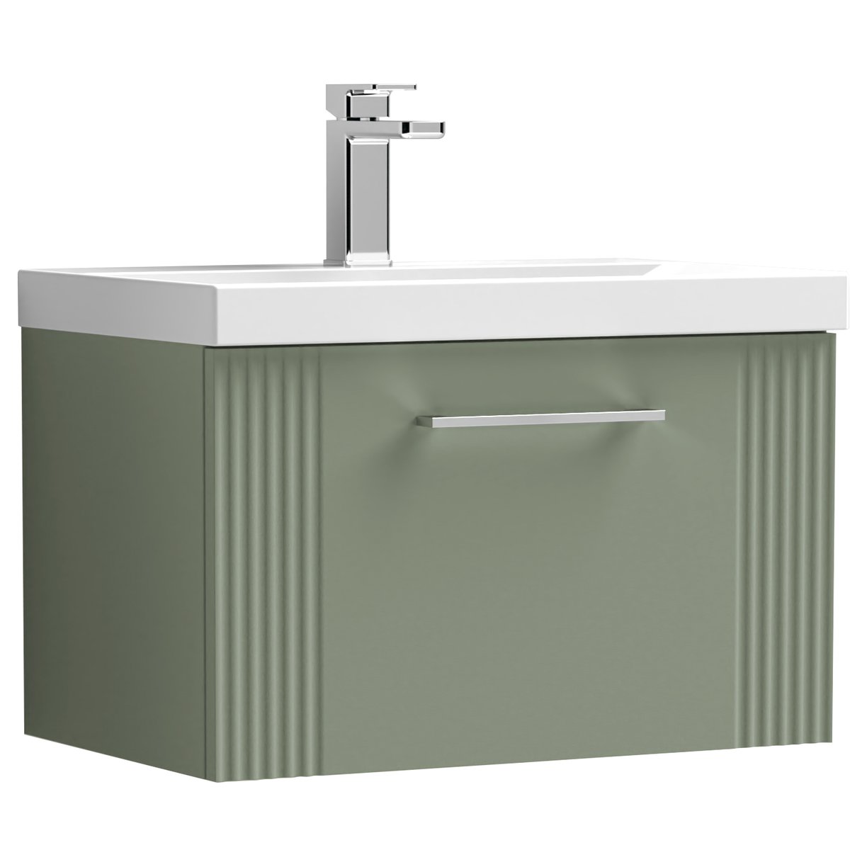Deco 600mm Wall Hung 1-Drawer Vanity Unit & Mid-Edge Ceramic Basin