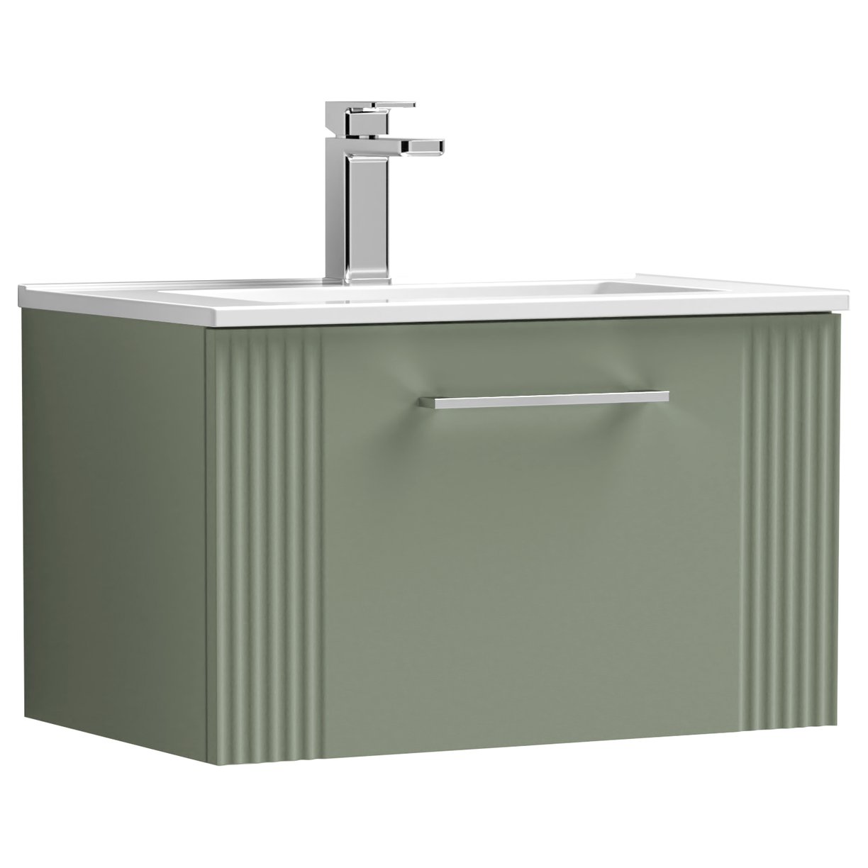 Deco 600mm Wall Hung 1-Drawer Vanity Unit & Minimalist Ceramic Basin