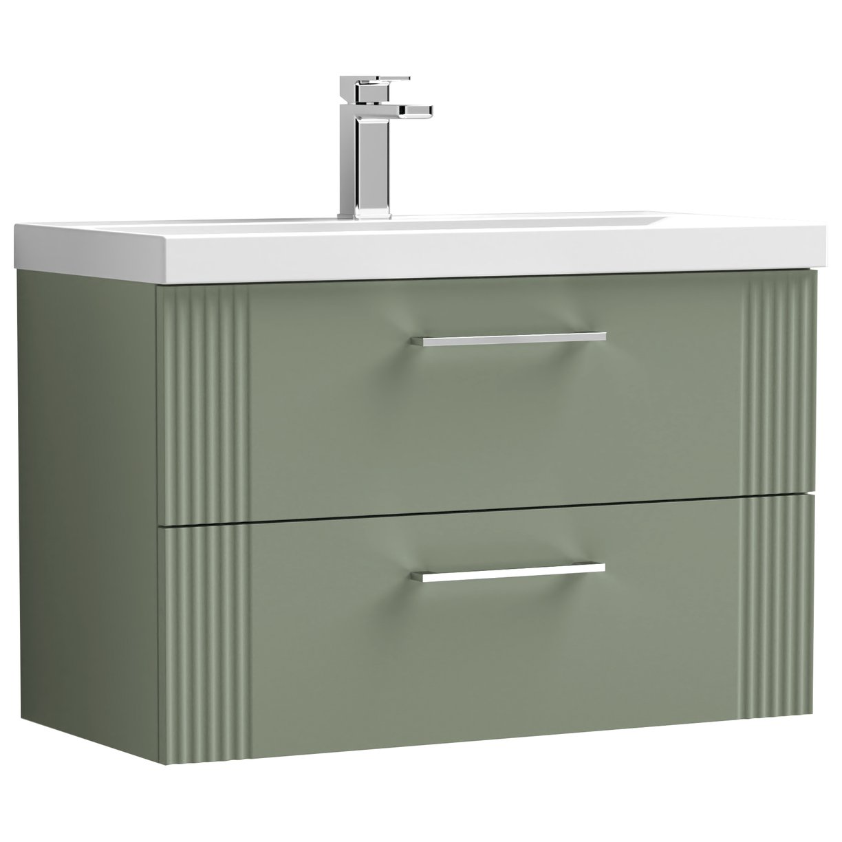 Deco 800mm Wall Hung 2-Drawer Vanity Unit & Mid-Edge Ceramic Basin