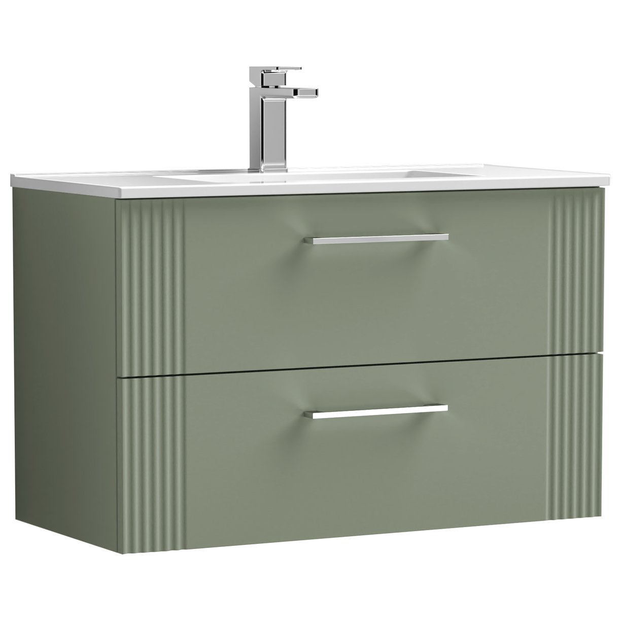 Deco 800mm Wall Hung 2-Drawer Vanity Unit & Minimalist Ceramic Basin