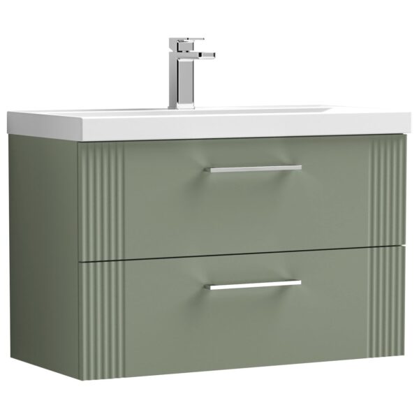 Deco 800mm Wall Hung 2-Drawer Vanity Unit & Thin-Edge Ceramic Basin